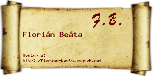 Florián Beáta névjegykártya
